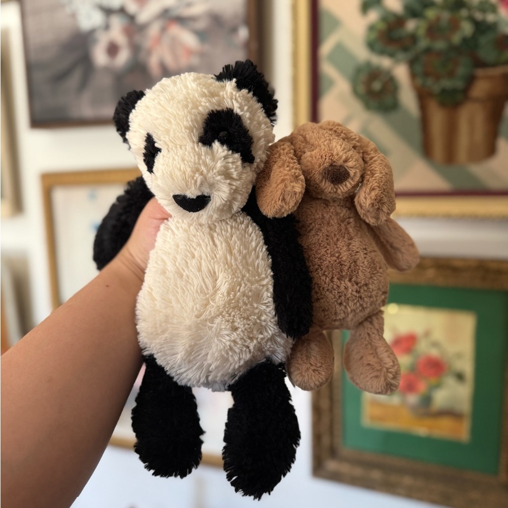 Jellycat stuffed animals panda and small dog